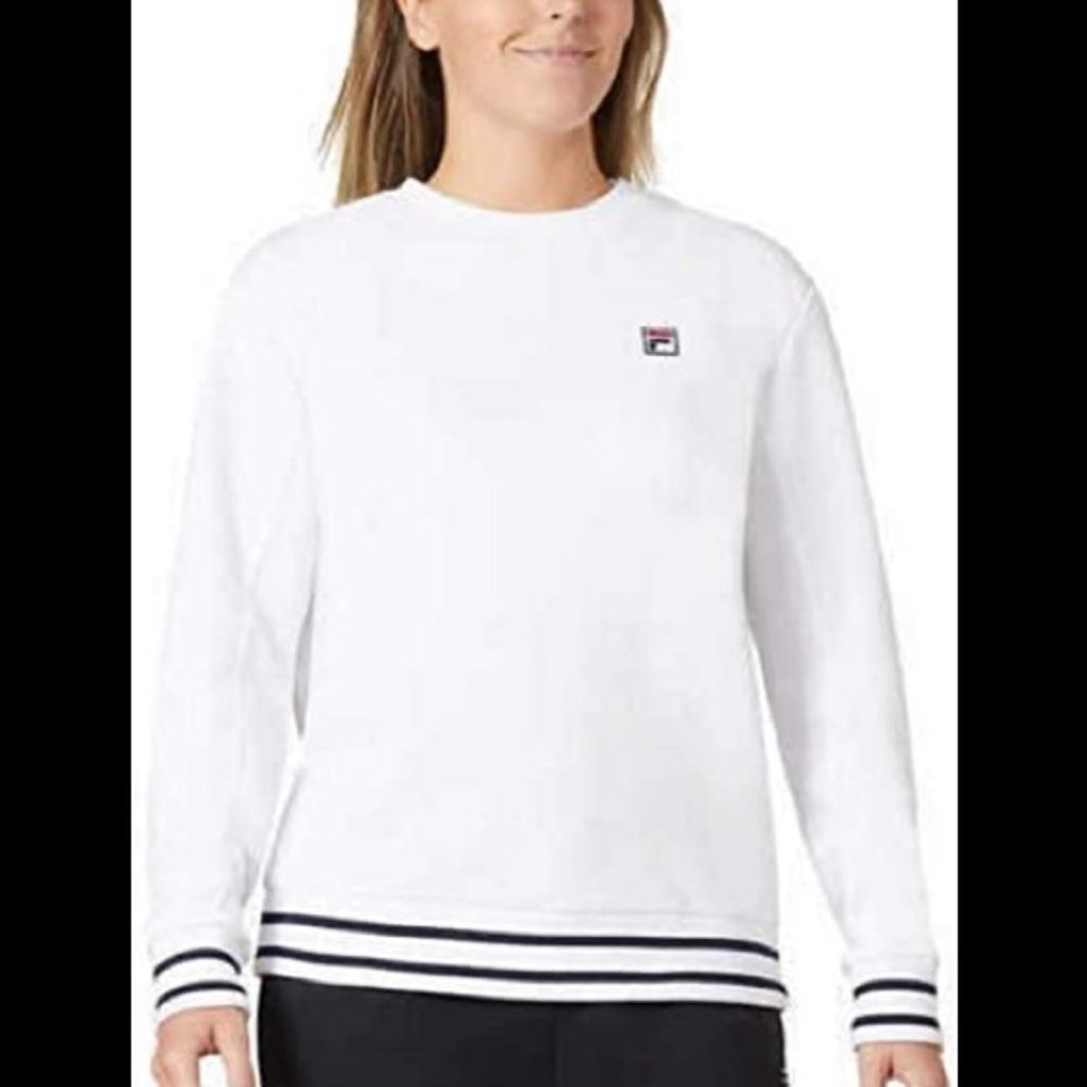 Women's White crewneck ribbed Fila sweatshirt , size medium, M